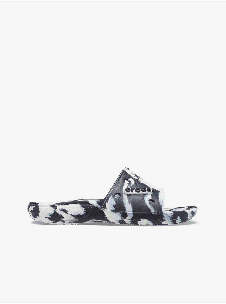 Crocs Bielo-čierne vzorované šľapky  Marbled Slide